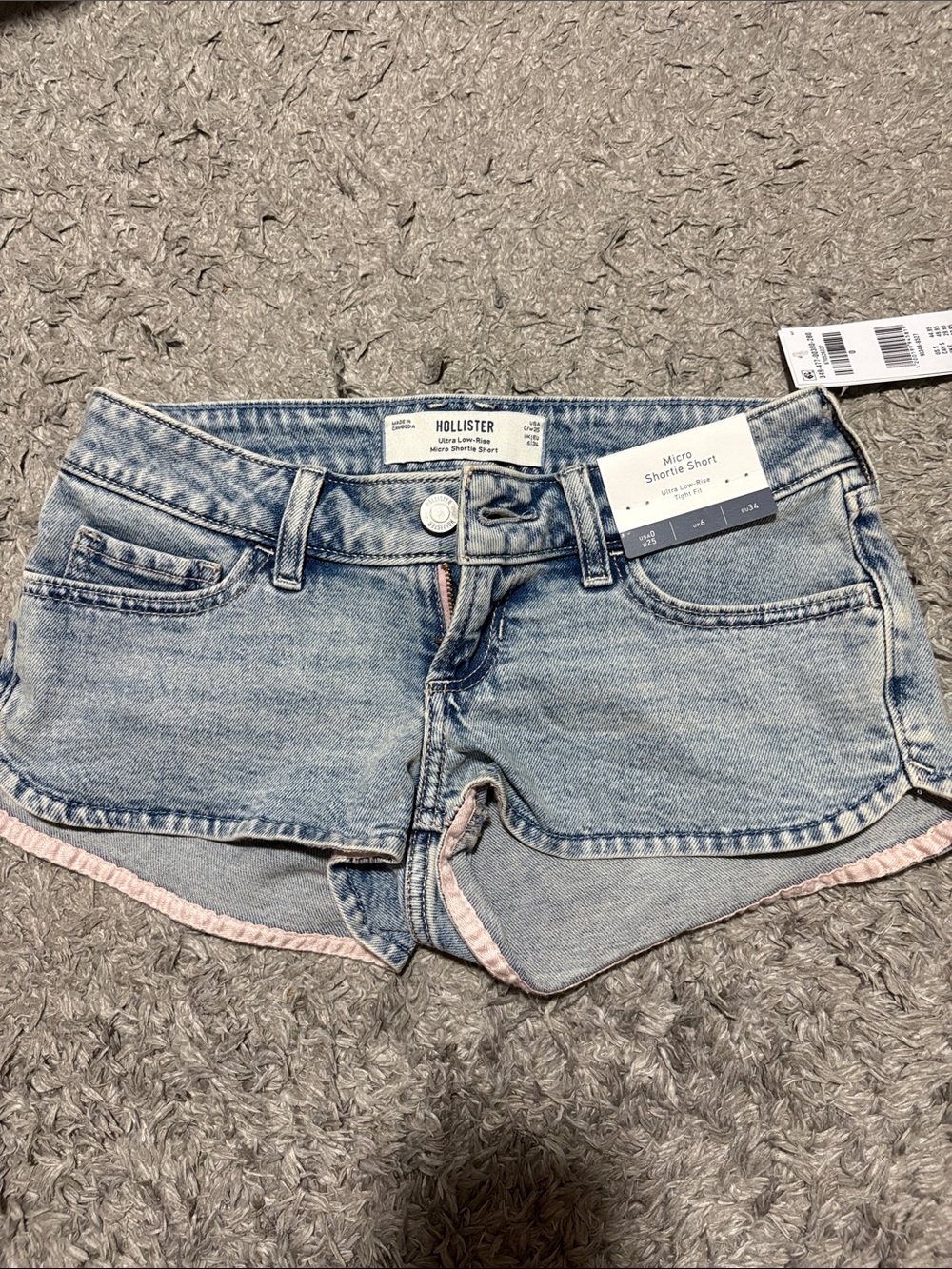 Hollister Ultra Low-Rise Micro Shortie Denim Shorts Size 0 W25